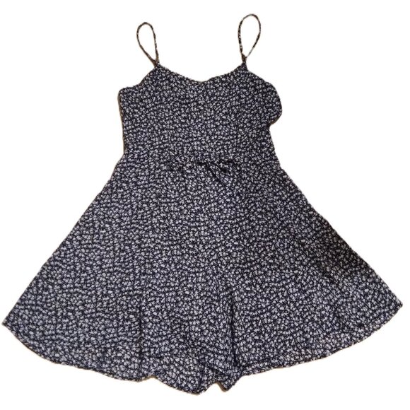 Black & White Floral Skort Dress/Romper - Vintage 1990s - Picture 3 of 4